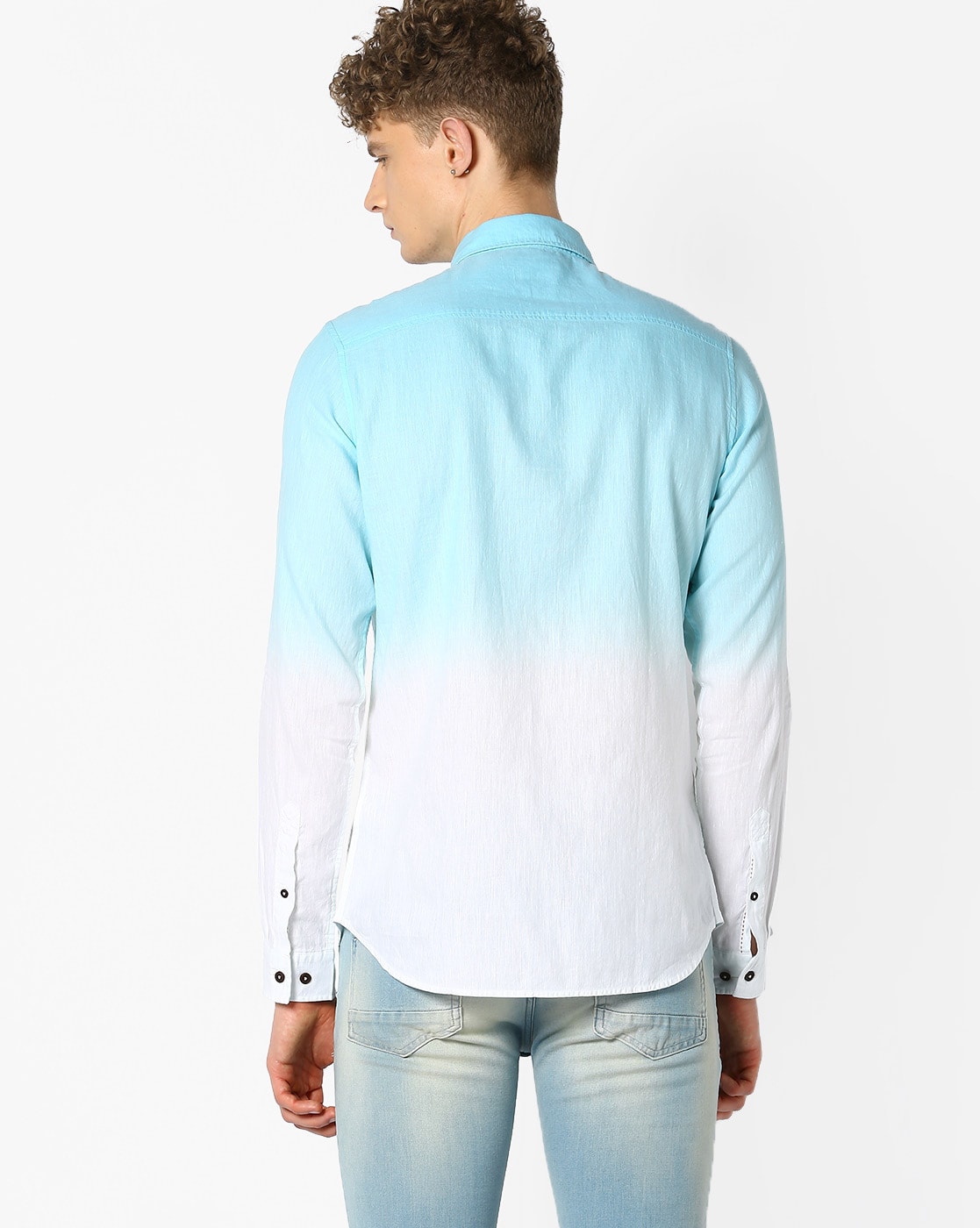 oquent Men Dyed/Ombre, Embellished Casual White Shirt - Buy oquent Men  Dyed/Ombre, Embellished Casual White Shirt Online at Best Prices in India