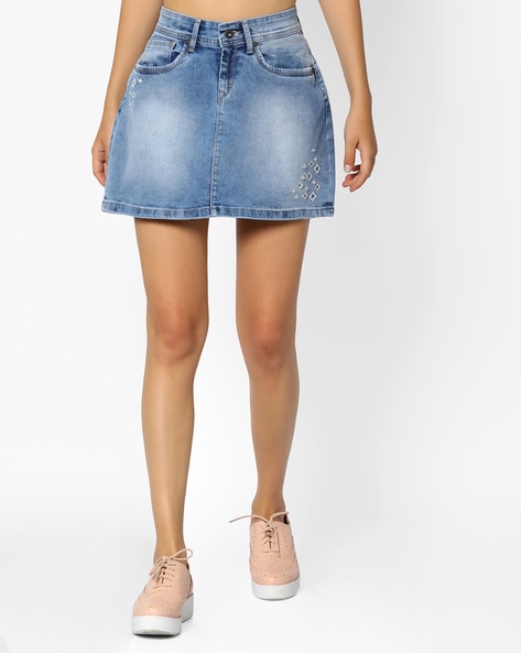 Buy Women's Sexy Mini Denim Skirts Short Jean Skirt Irregular with Pockets  Online at desertcartINDIA