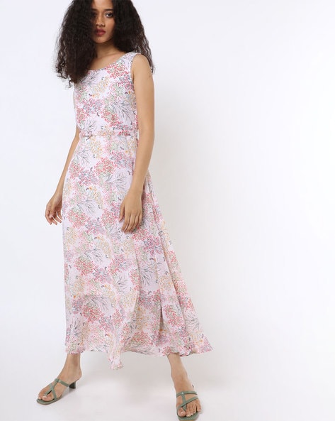 sleeveless floral gown