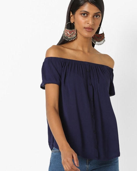 Dark blue off 2025 the shoulder top