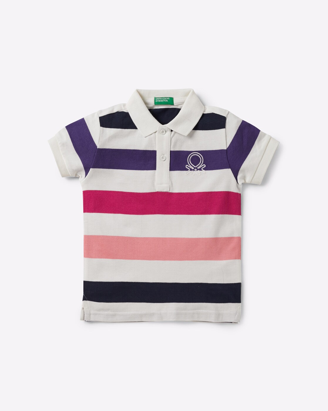 benetton striped rugby polo