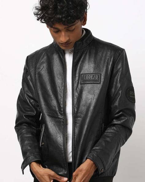 ajio leather jackets mens