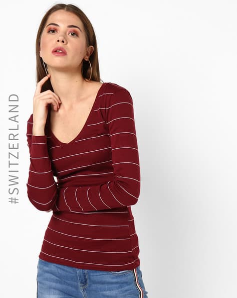 V-neck Striped T-shirt