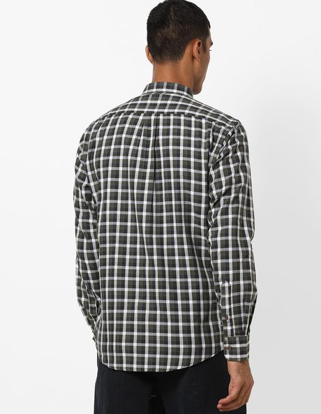 Slim Fit Checked Shirt with Branding