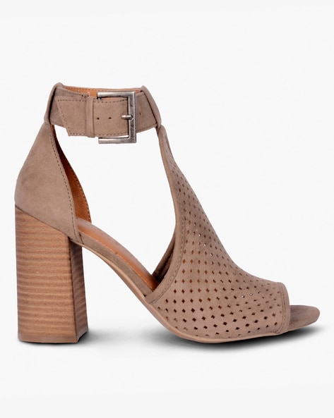 Taupe chunky online heels