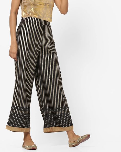 Striped Palazzos with Contrast Hems Price in India