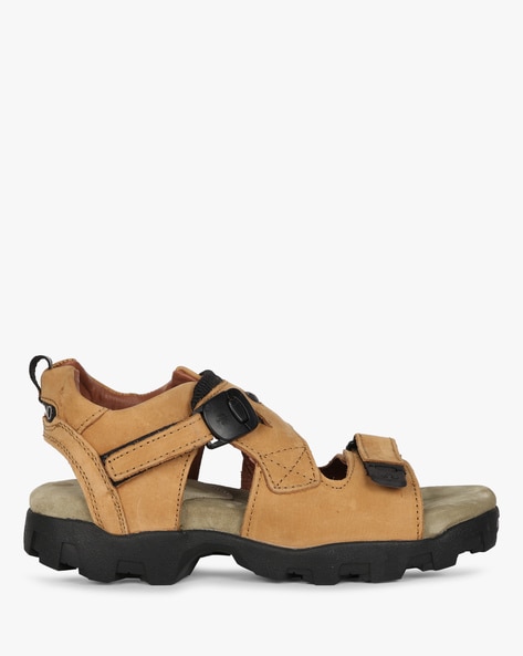 Buy WOODLAND Camel Mens Leather Velcro Closure Sandals | Shoppers Stop