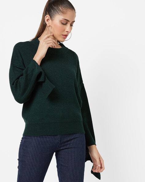 Drop-Shoulder Pullover with Back Tie-Up