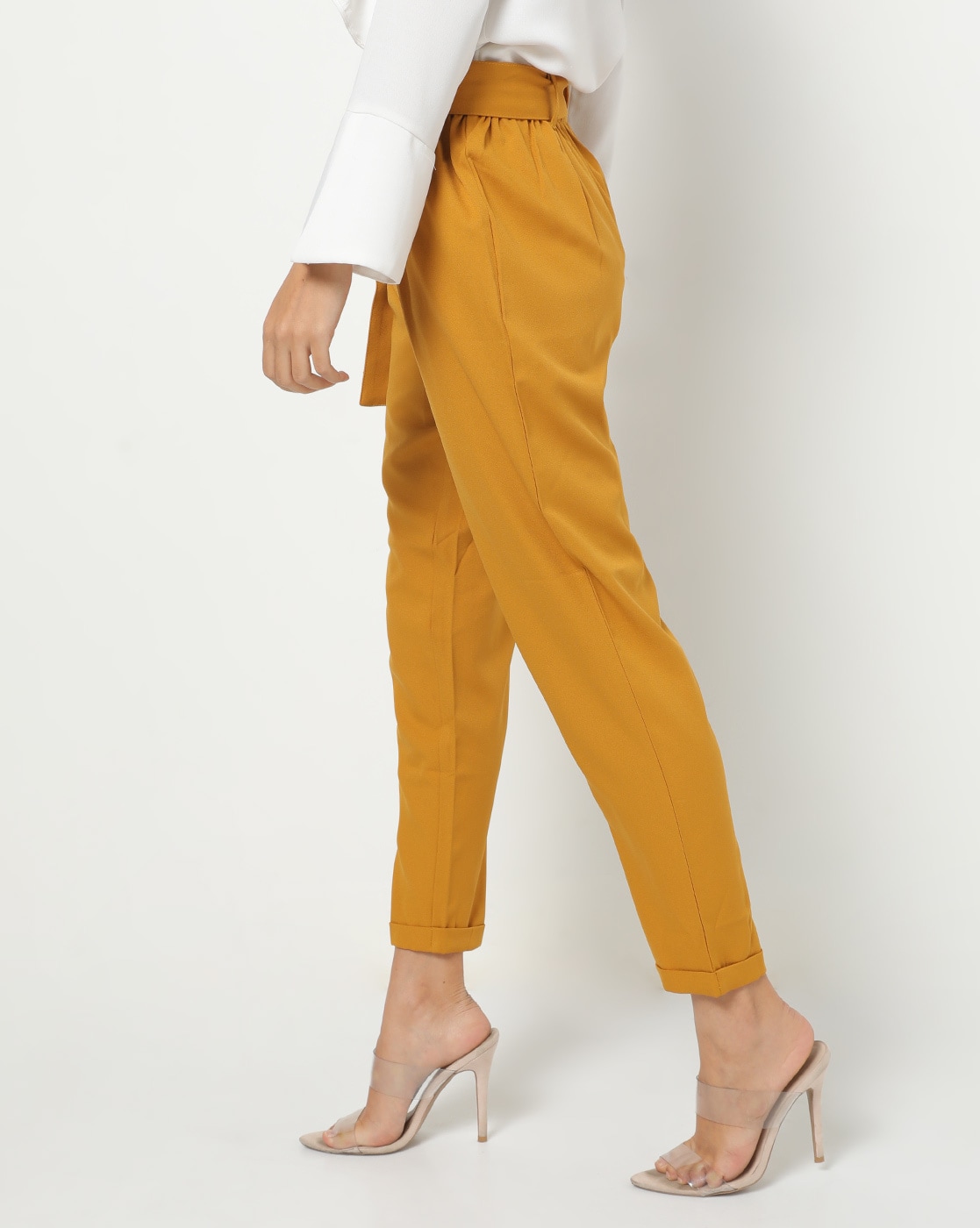 Athena Women Mustard Yellow Solid V-Neck Top and Trousers – Athena Lifestyle