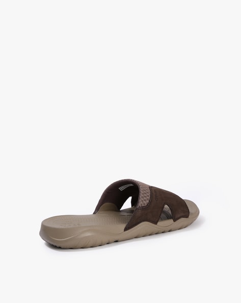 Crocs swiftwater leather sale slide