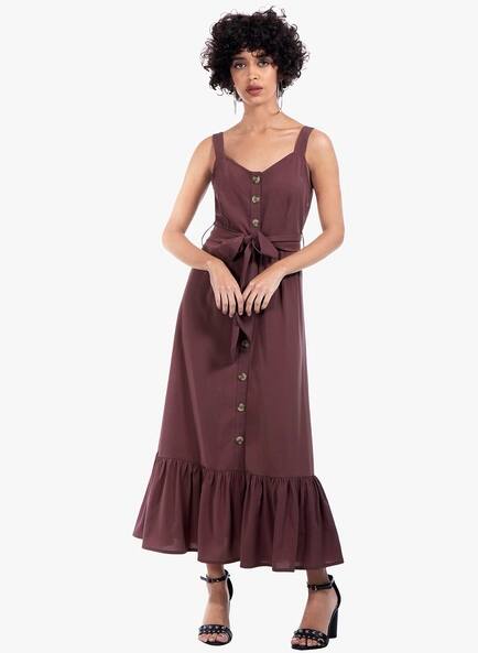 Sleeveless Maxi Dress with Ruffled Hemline