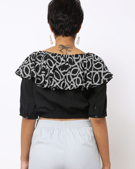 Ambiance, Tops, 3 For 3 Ambiance Apparel Black And White Flowered Crop  Top