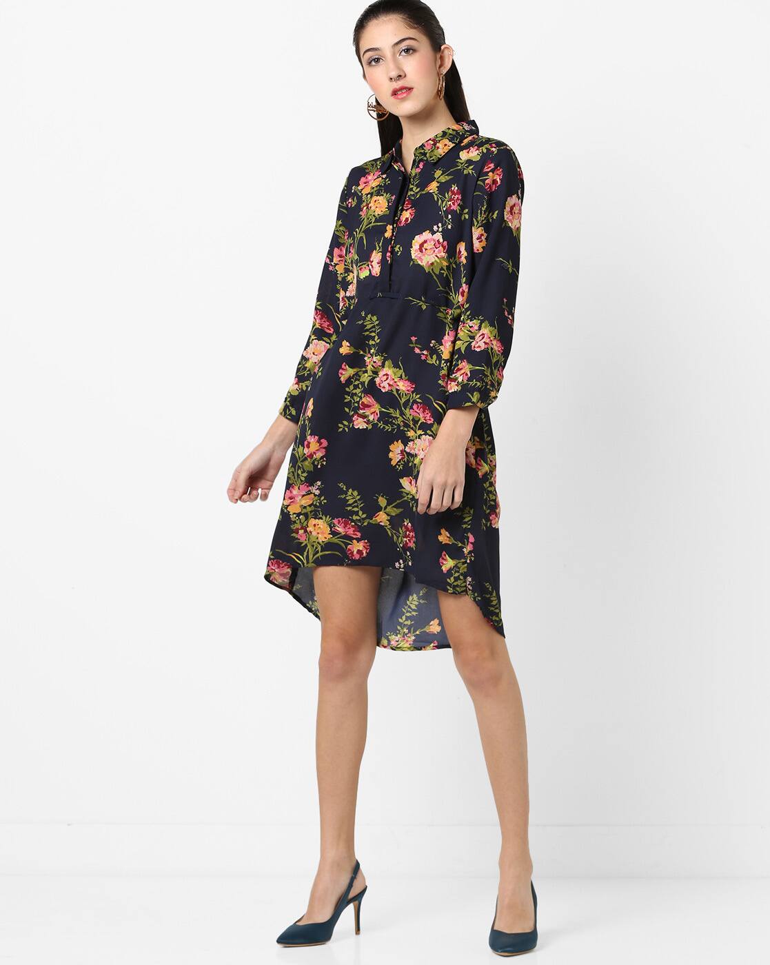 floral print high low dress