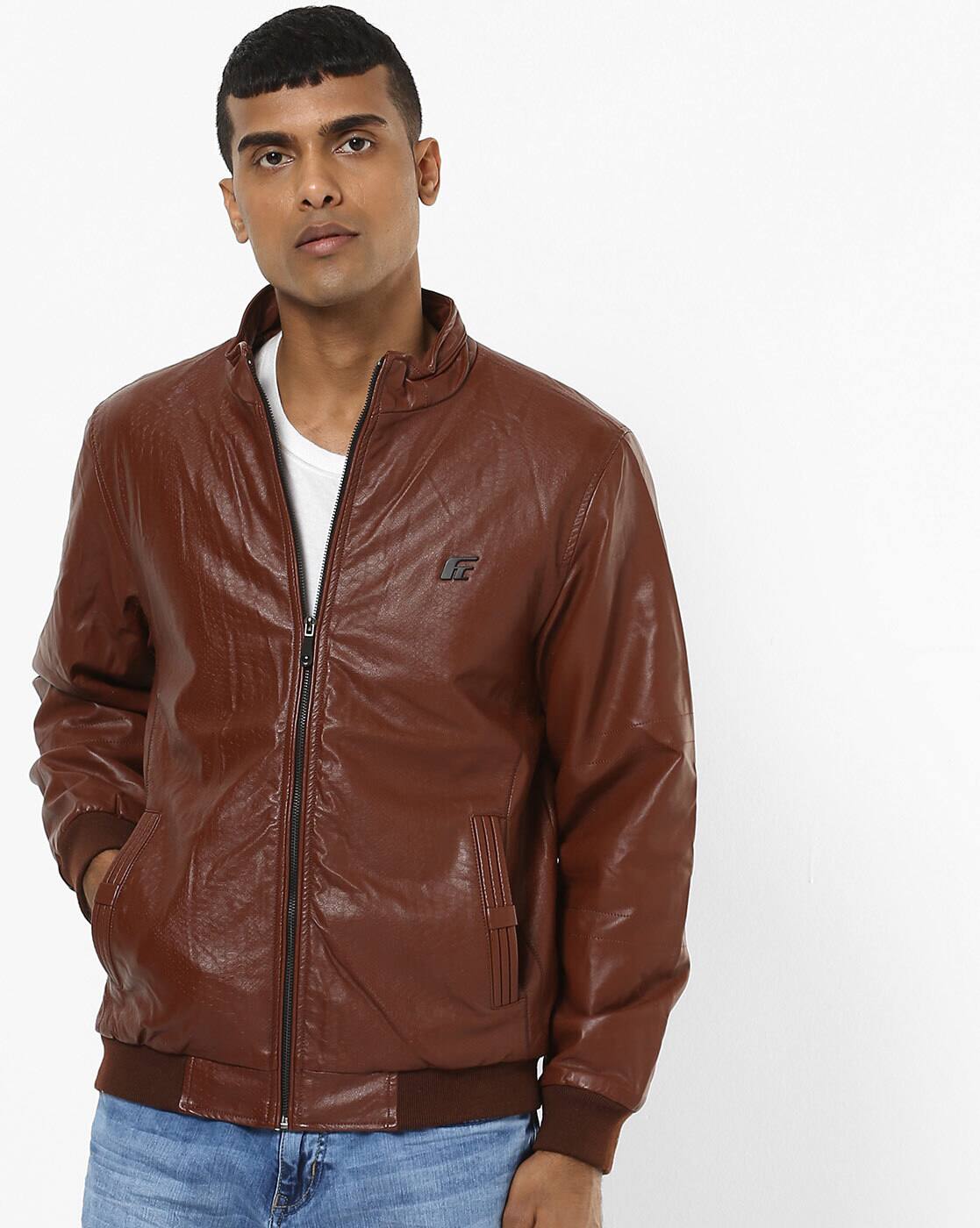 ajio leather jackets mens