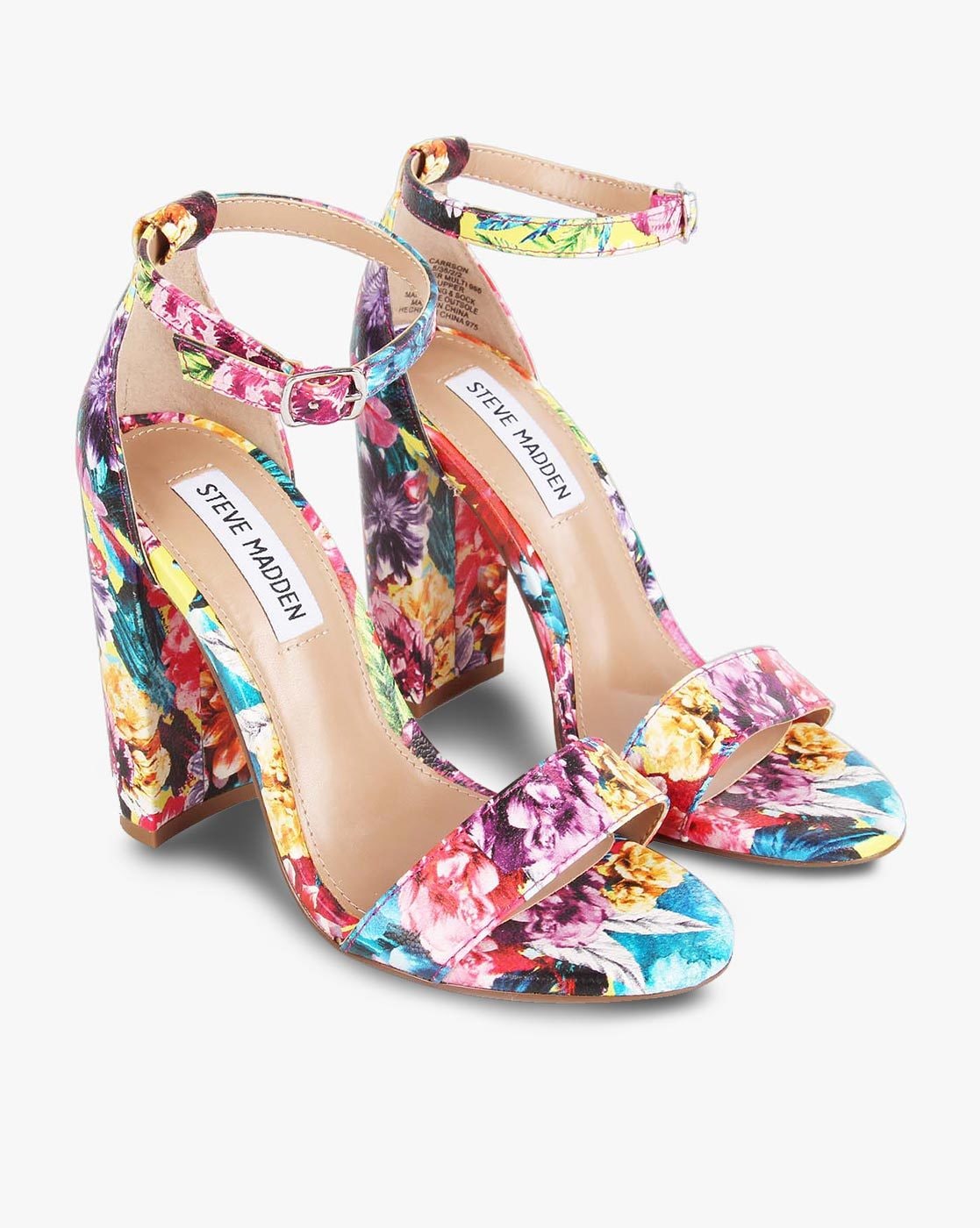 floral print heeled sandals