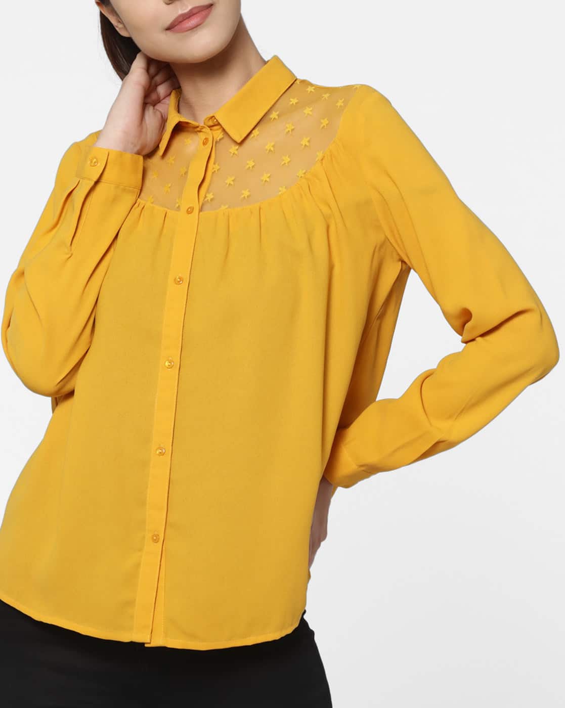 yellow sheer shirt