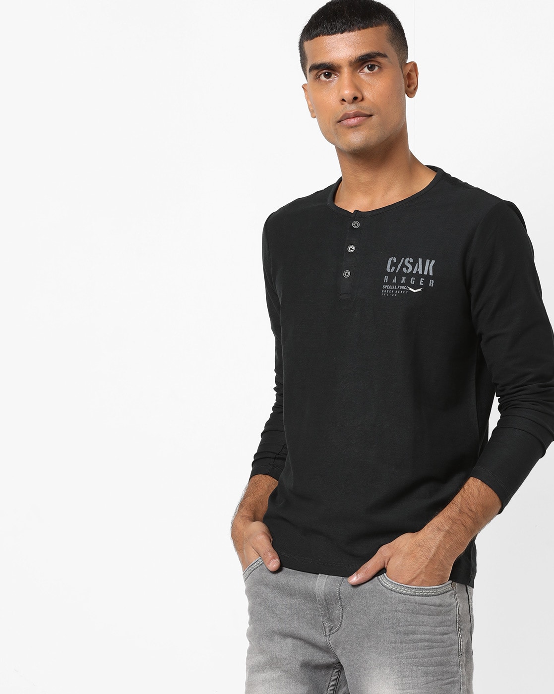 spykar henley t shirt