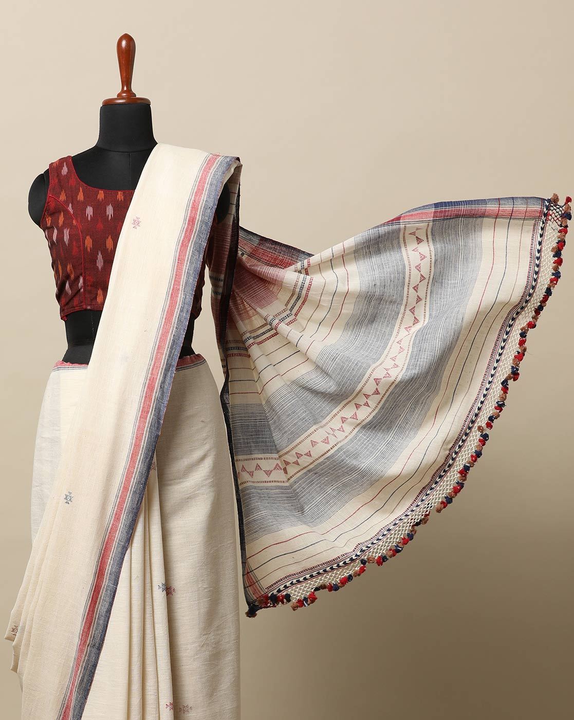 Kala cotton bhujodi handloom saree - Skinsootra