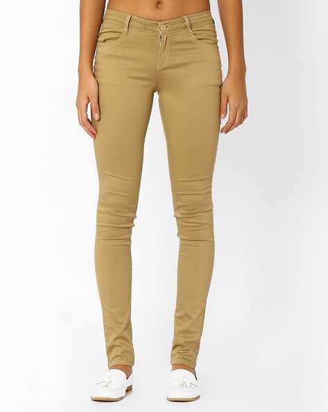 Kraus Jeans Khaki Treggings Skinny Fit Denim Trousers