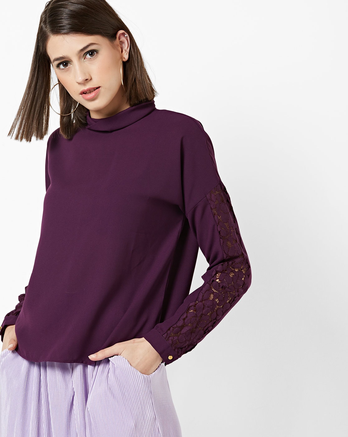 Purple hot sale turtleneck top