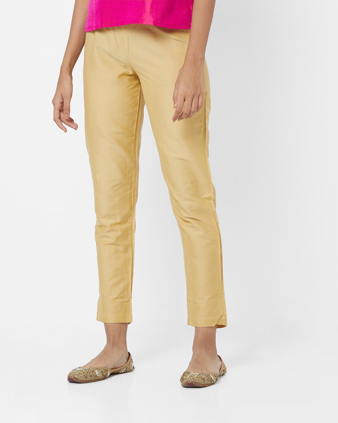Buy Melange by Lifestyle Gold Mid Rise Pants for Women Online  Tata CLiQ