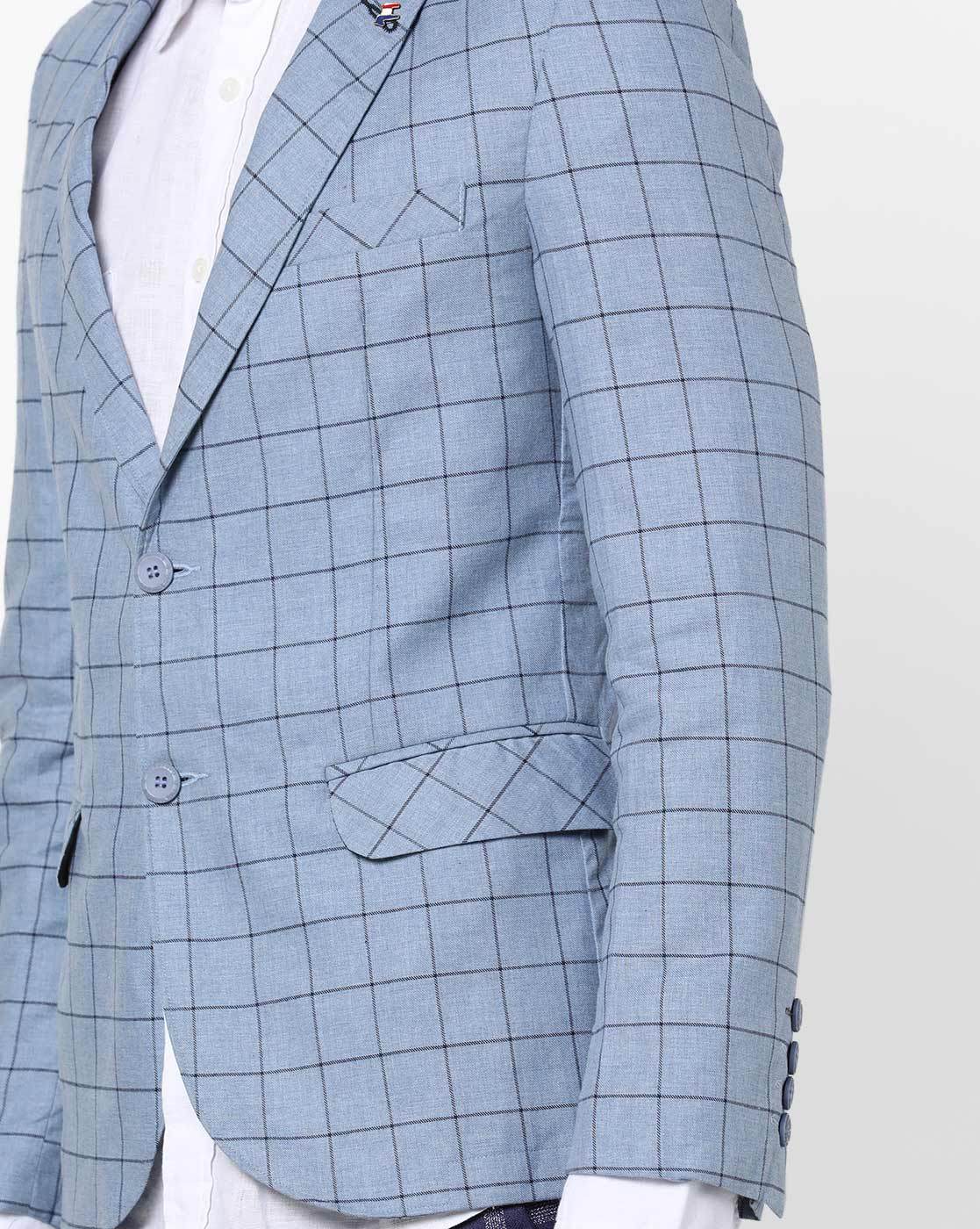 light blue checkered blazer