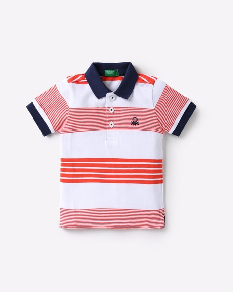 benetton striped rugby polo