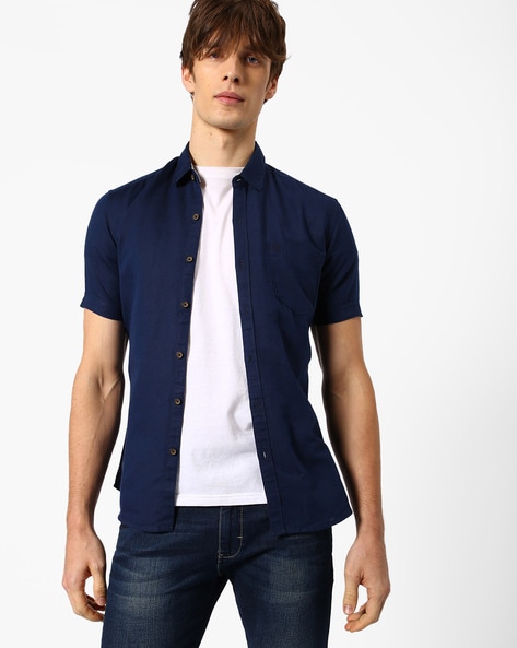 wrangler navy blue shirt