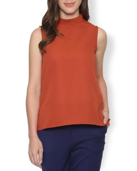 women's high neck sleeveless top