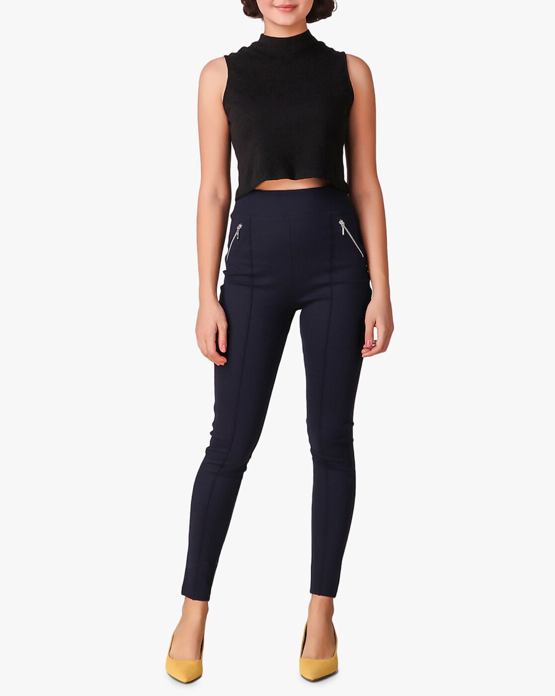 Mid-Rise Jeggings with Zip Pockets