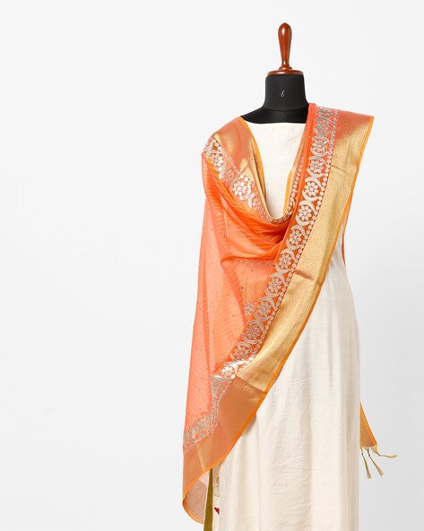 Printed Silk Dupatta with Butta Embellishment Price in India