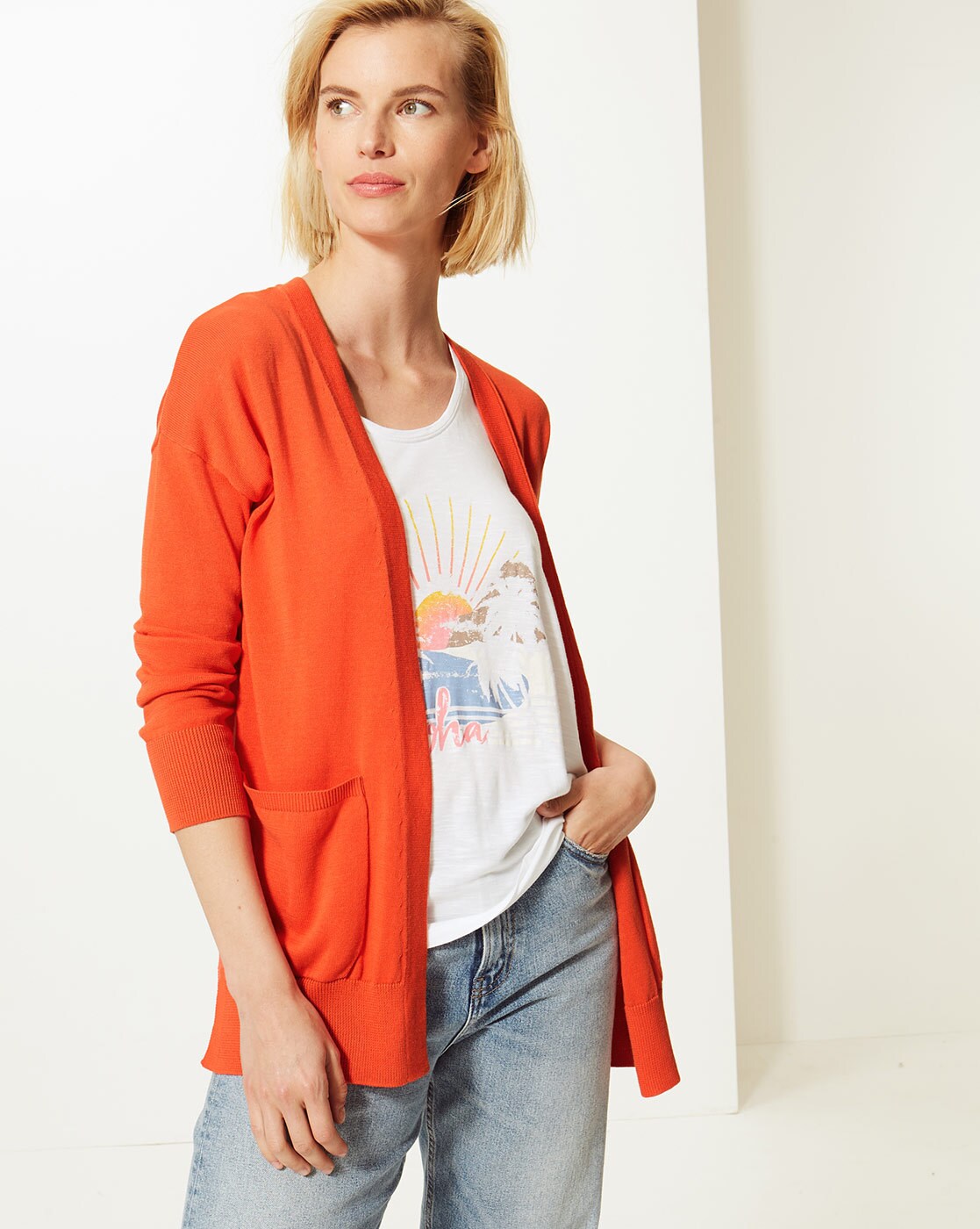 marks and spencer orange cardigan