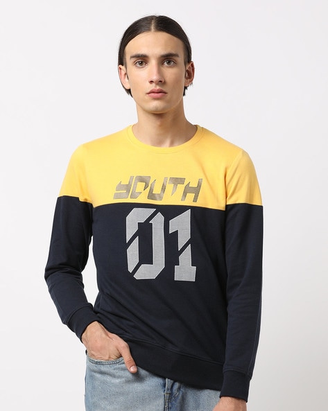 mustard crew neck sweatshirt