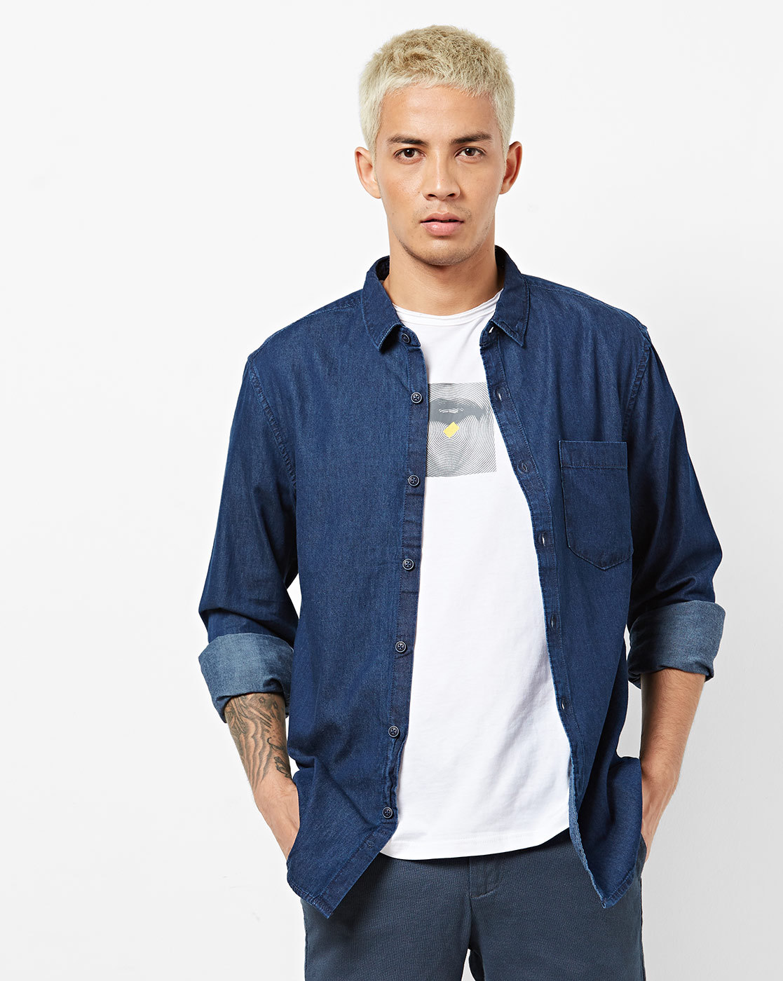 Buy Grey Shirts for Men by Mavi Online | Ajio.com