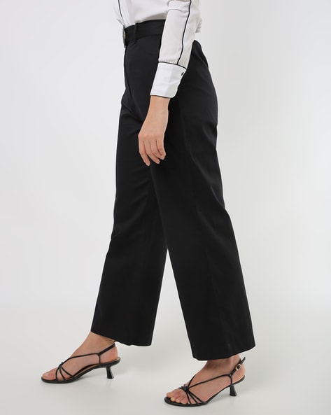 Angelico Navy crepe trousers with drawstring curvy womans models for  Woman made of other fibres navy
