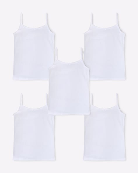 4 Pack Bow Detail Girls Colorful//All White 100/% Cotton Undershirt Camisole Tank Top Tops