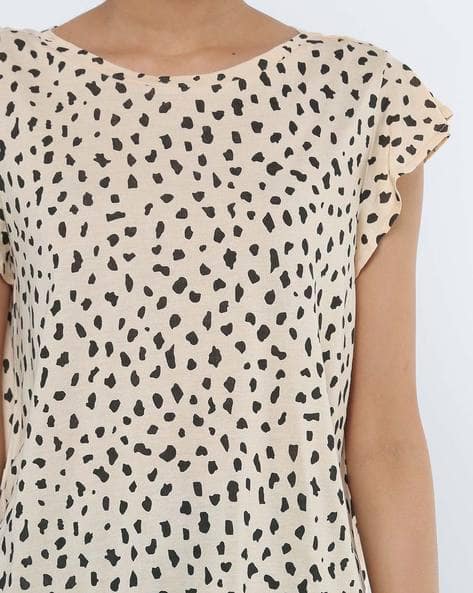 Printed Top with Flutter Sleeves (Image - 1)