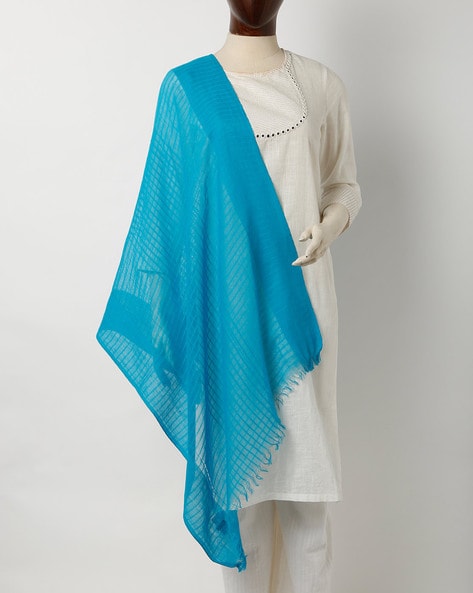 Checked Dupatta with Tassels Price in India