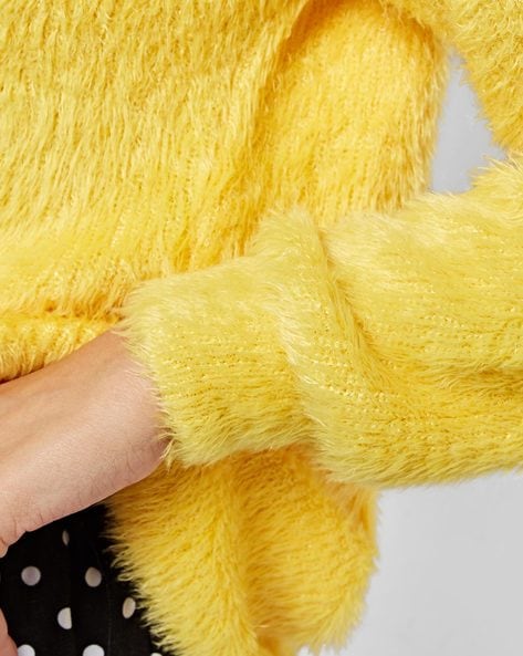 Yellow sales fluffy sweater