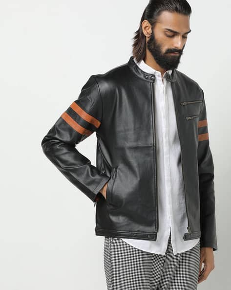 ajio leather jackets mens