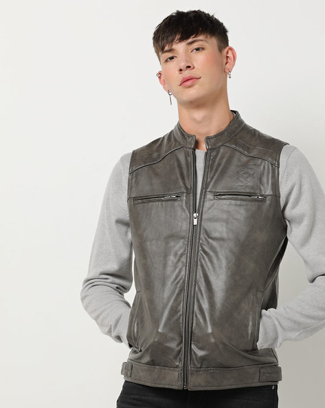 Pepe jeans sleeveless solid hotsell men's jacket