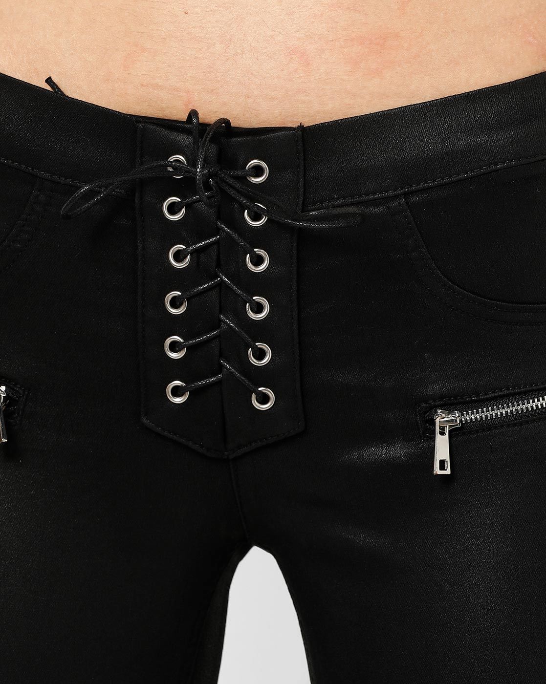 haxmnou women leggings zipper leather club party skinny shiny pants  trousers black m  Walmartcom