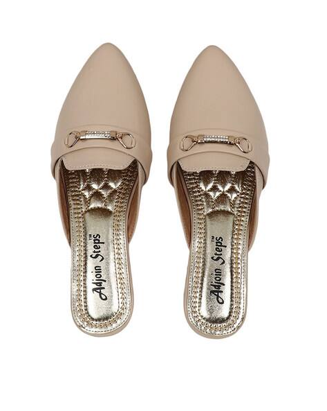 cream mules flat