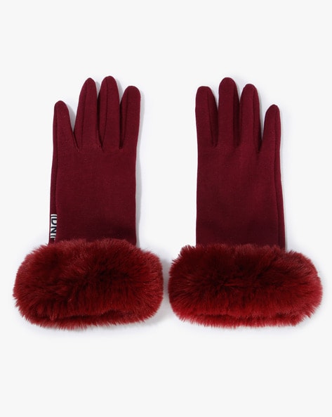 Faux Fur-Lined Gloves