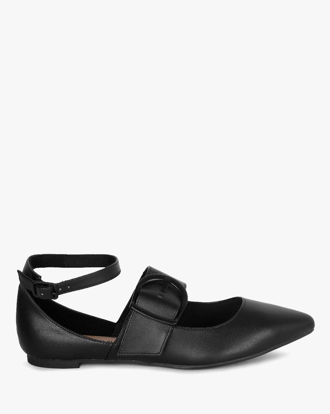 black flat shoes with buckle