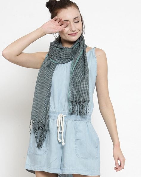 Checked Stole with Tassels Price in India