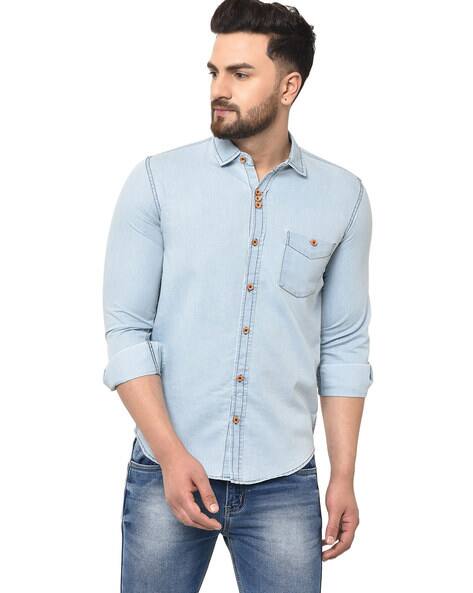light blue jean shirt mens
