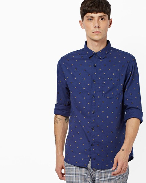 spykar navy blue shirt