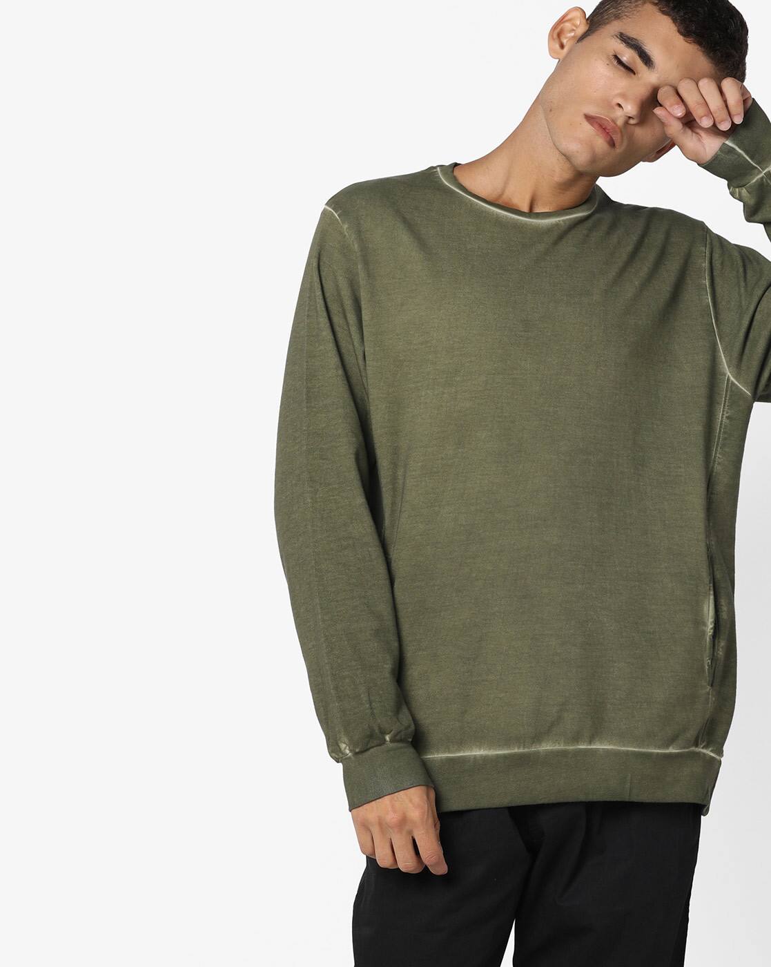olive green sweatshirt men's
