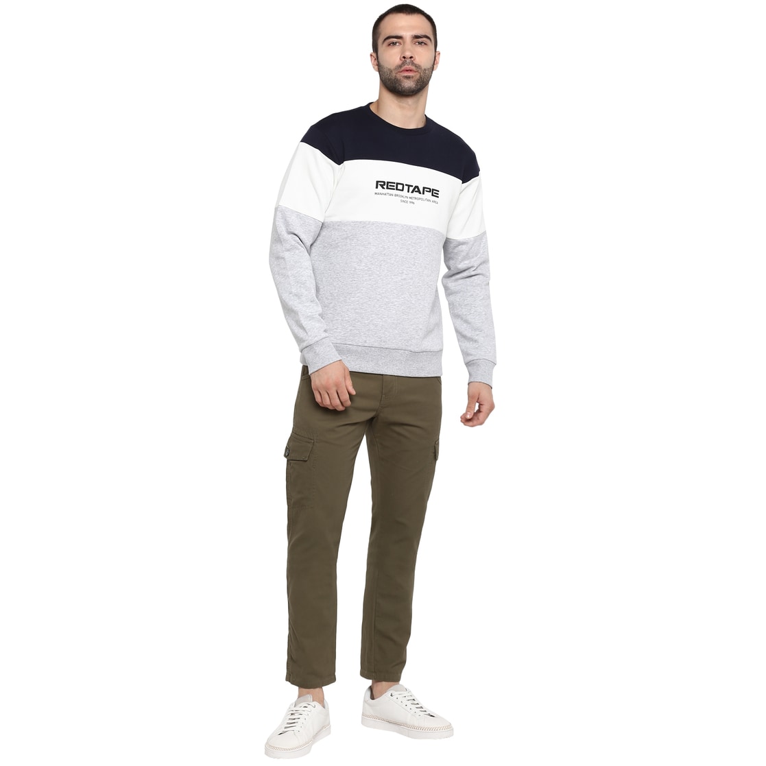 red tape full sleeve color block men sweatshirt